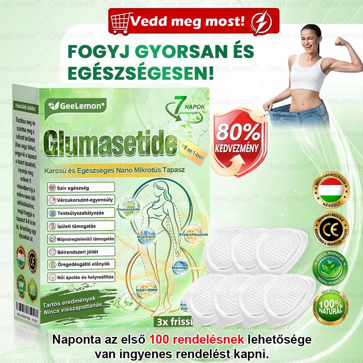 ⛲🌙 Hivatalos bolt | 🧑‍⚕️GeeLemon® Moringa × Berberine × AMPK 8 az 1-ben karcsúsító nano mikrotűs tapasz 🇭🇺 Csak napi 1× ✅ Látható változások 7 napon belül – túlsúly, kardiovaszkuláris egészség, cukorbetegség és ízületi problémák kezelésére.